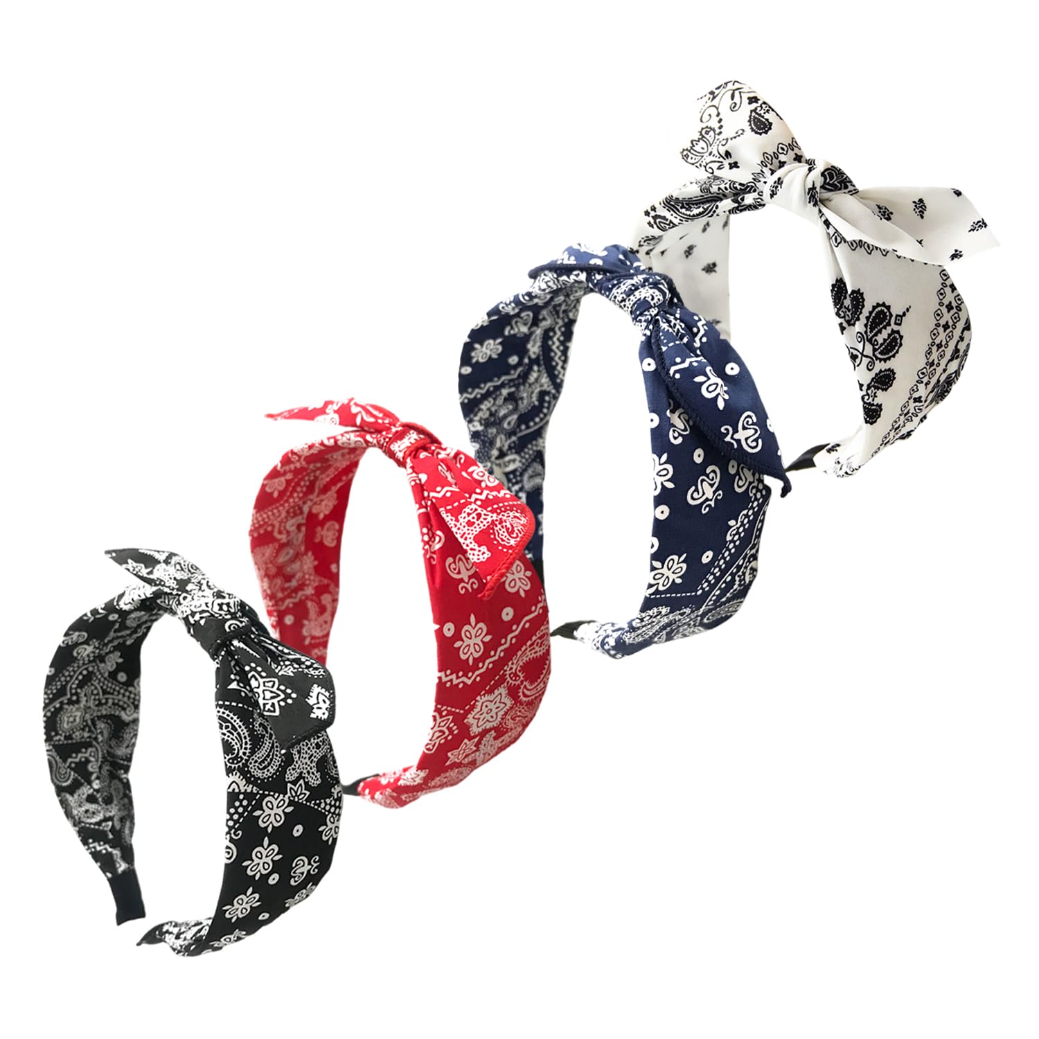 NYGGTYK 4 Stirnbänder Geknotet – In Weiß, Rot, Marineblau, Schwarz, Damen-Accessoire