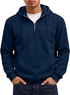 JMIERR Mens Quarter Zip Essentials Hoodies Casual Pullover Sweatshirts