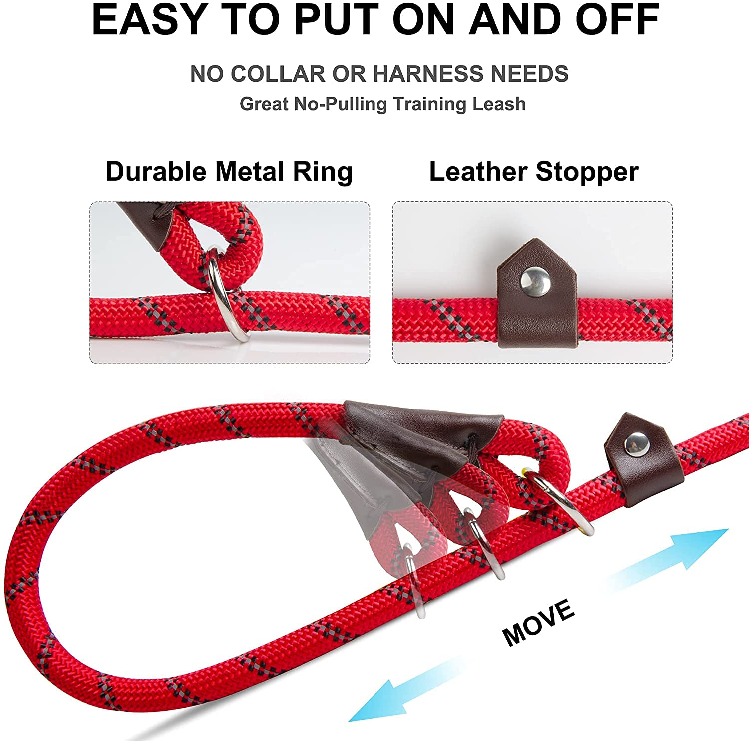 Fida Slip Lead for Dogs, Red, Small (1.0cm x 1.8m) - Image 3