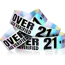 Ferraycle Over 21 Wristbands Holographic Events Wristbands Plastic Party Bracelets Waterproof Bracelets Arm Bands for Events Concerts