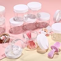 Vista 76 de 6 Pack 6oz Plastic Jars Containers with Lids Wide-mouth Refillable Leakproof Reusable Round Empty Jars for Travel Cosmetic Dry Food Spice Candy Clear