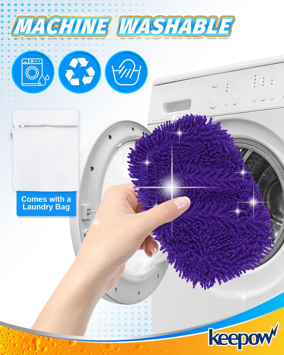8Pcs Reusable Microfiber Mop Pads Compatible with Swiffer Sweeper Mop image 4