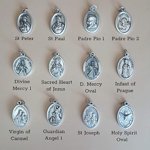 Miniatura 5 de Medalla de San Patrono Pulsera Religiosa Hombres Católica Joyería Regalos - San Benito Michael Anthony Jude Christopher Charbel Sebastian Joseph