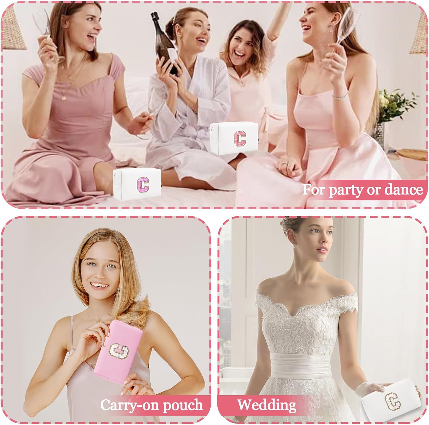 Personalized Preppy Glitter Initial Travel Makeup Bag 7 71Ghfy85JrL. AC SL1500