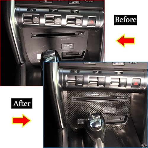 Miniatura 3 de YIWANG 100% fibra de carbono real consola central volumen y CD interruptor marco marco marco marco rebordes para Nissan GTR R35 2008-2016 accesorios