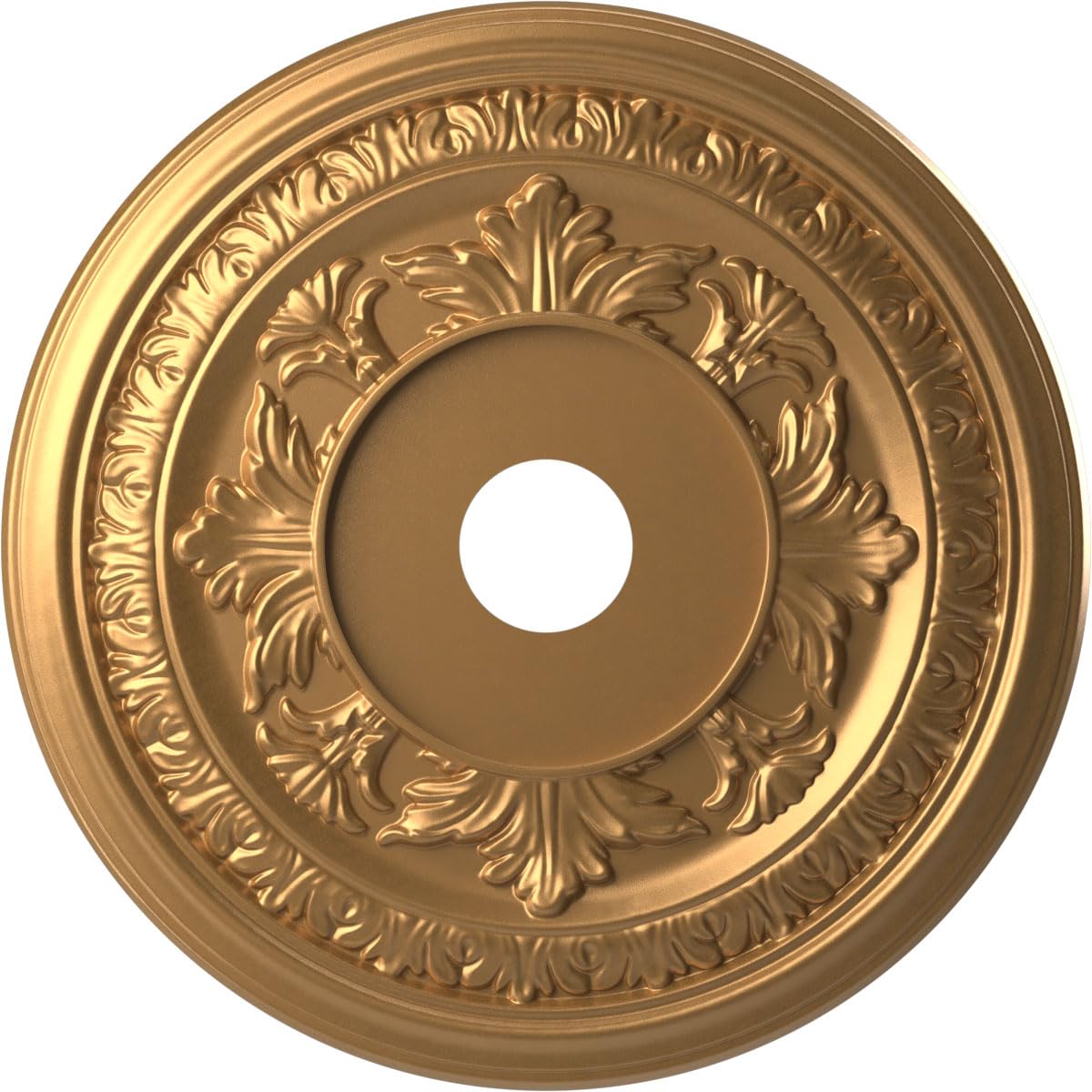 Ekena Millwork CMP22BABGL Baltimore Thermoformed PVC Ceiling Medallion (Fits Canopies up to 7 3/4"), 22"OD x 3 1/2"ID x 1"P, Bright Coat Gold