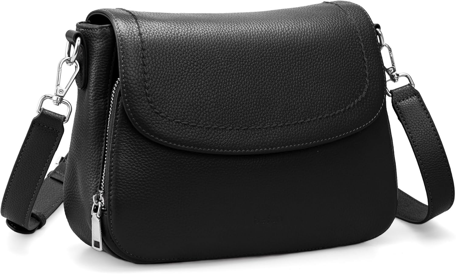 befen genuine leather crossbody bags for women with built in rfid wallet medium womens saddle bag cross body purse black