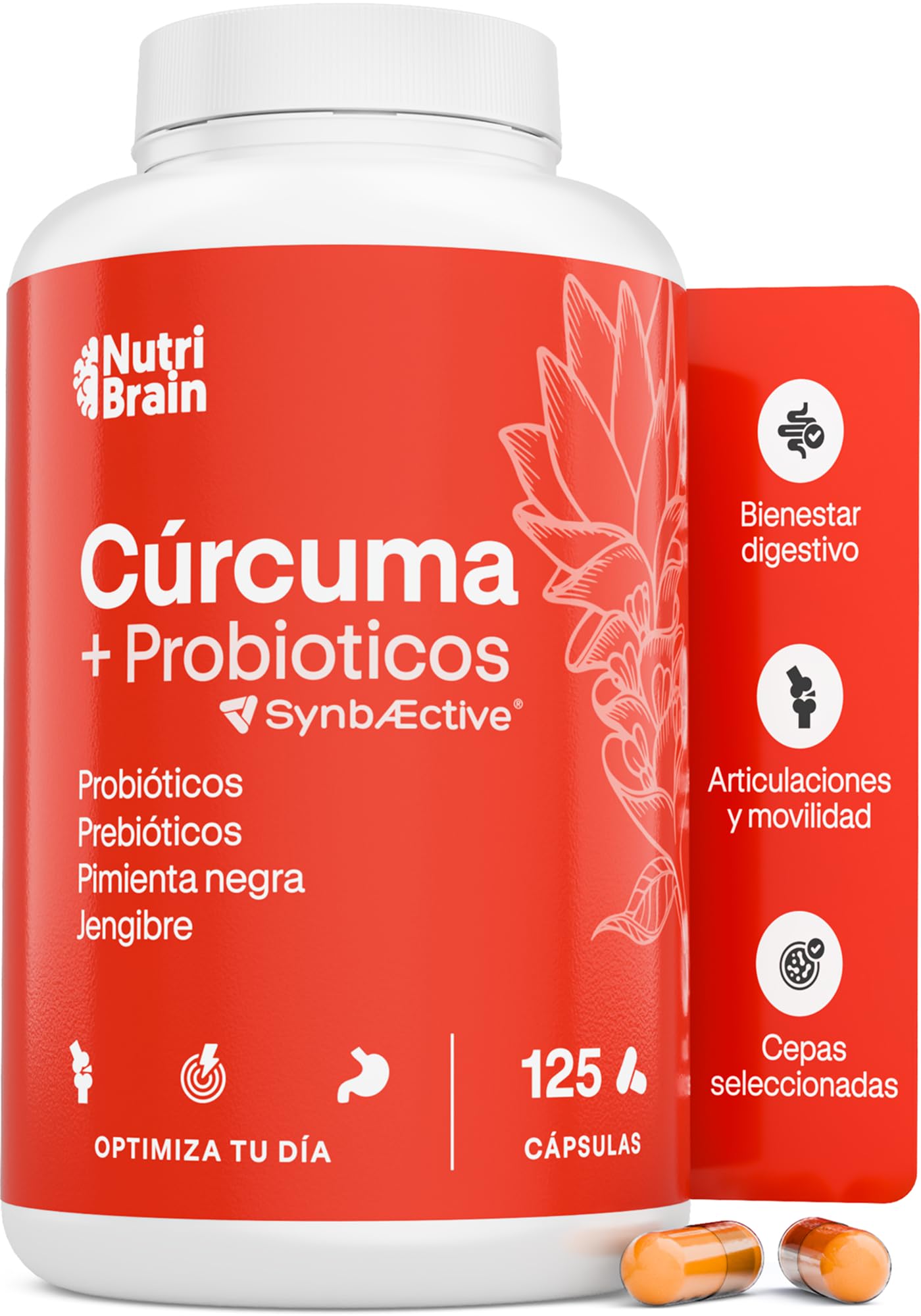Nutribrain Cúrcuma con Jengibre, Pimienta Negra y Probióticos