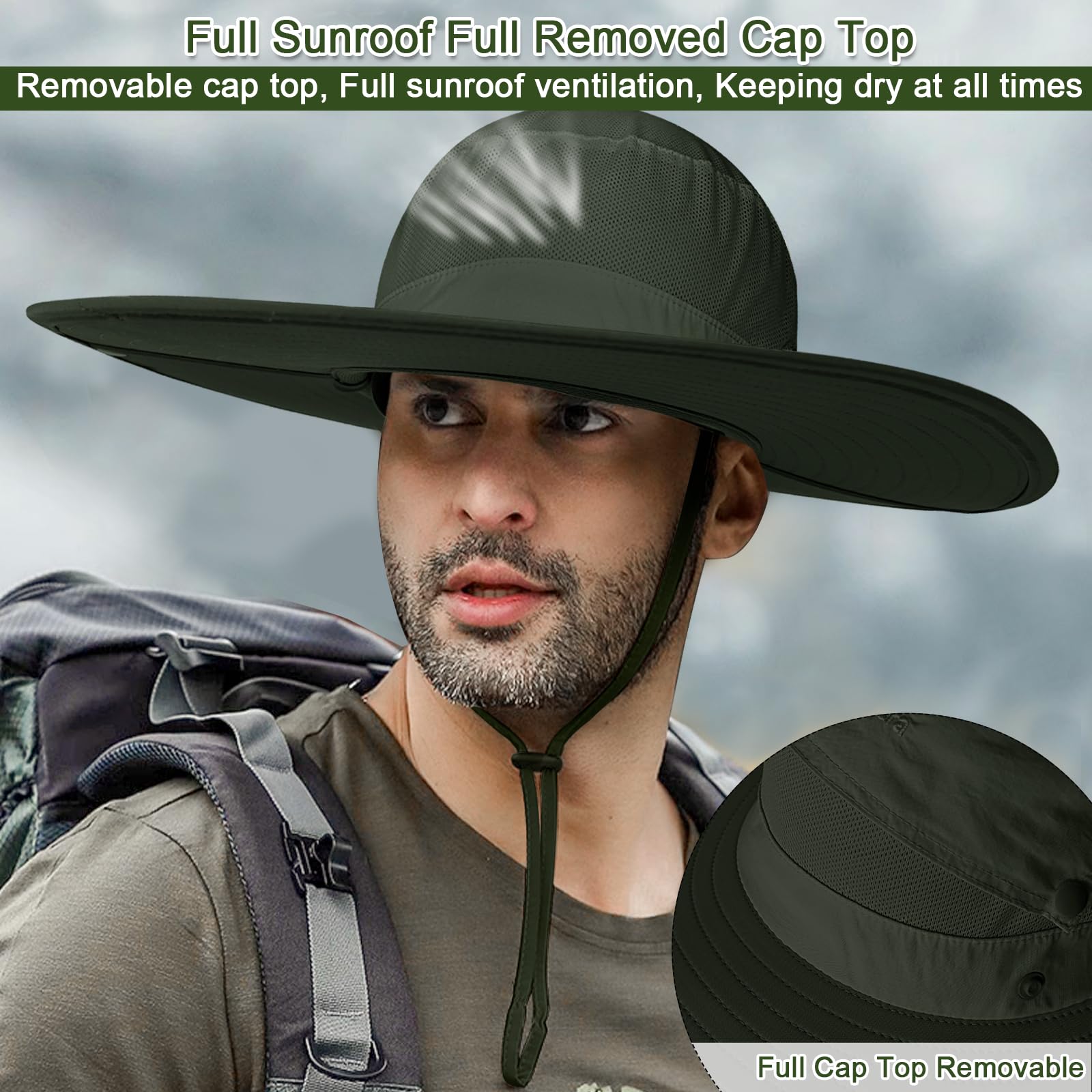 Cooltto Sun Hats for Men/Women with UPF 50+ UV Protection, Wide Brim Waterproof Breathable for Cycling Fishing, Hiking, Golf - Image 4
