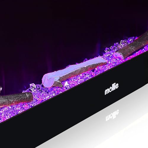 Miniatura 9 de mollie Chimenea eléctrica de 36 pulgadas 1400 W empotrada y montada en la pared, 8 colores de brillo ajustable, llama eléctrica lineal con control