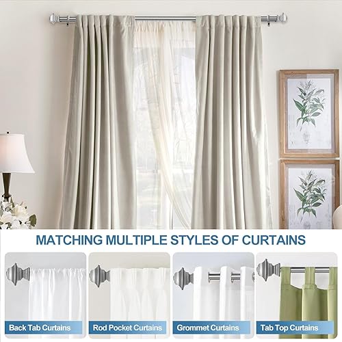 Miniatura 6 de Urbanest Pila Manhattan - Juego de cortinero doble de 1 pulgada y 58 pulgadas, 84 a 120 pulgadas, acero cepillado