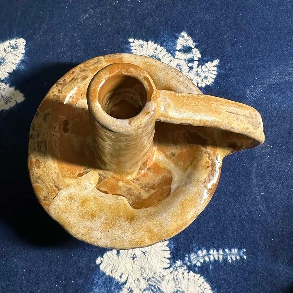 Ręcznie robiony, zabytkowy ceramiczny świecznik z uchwytem, ​​błyszcząca dekoracja do jadalni Centralny element stołu(Mały)