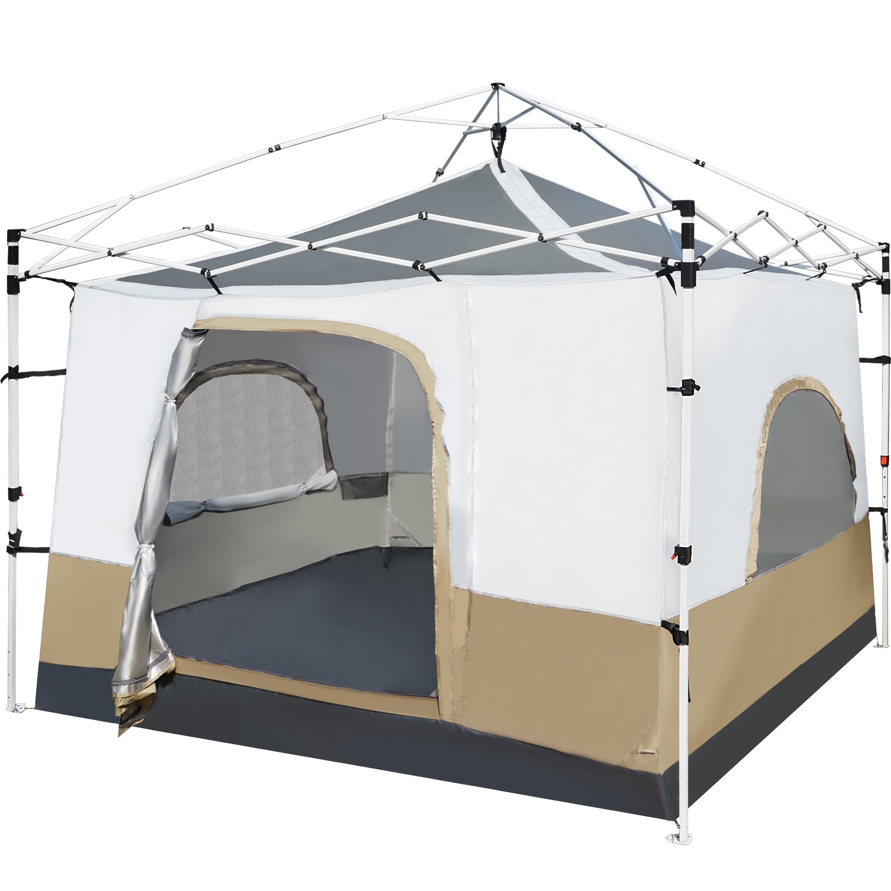 REDCAMP Canopy Camping Tent for Pop Up Canopy Tent, Inner Tent Converts Straight Leg 10'x10' or 10'x20' Canopy into Camping Tent, Fits 4-6 Person(Frame/Shelter NOT Included)