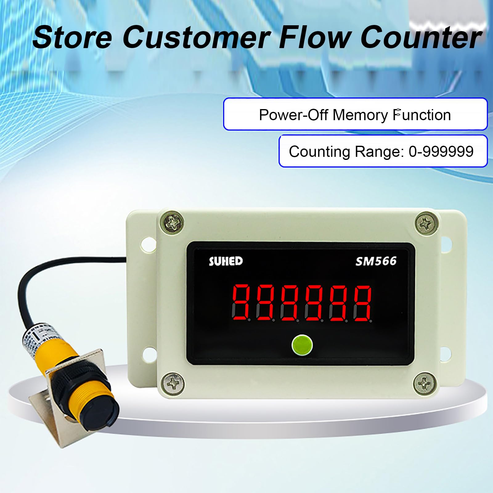 Contador Digital LED para Cinta Transportadora, Contador De Flujo De Clientes En Tiendas, Distancia De Detección: 30 Cm/70 Cm, Rango De Conteo: 0-999999, Conteo Preciso, para Supermercados