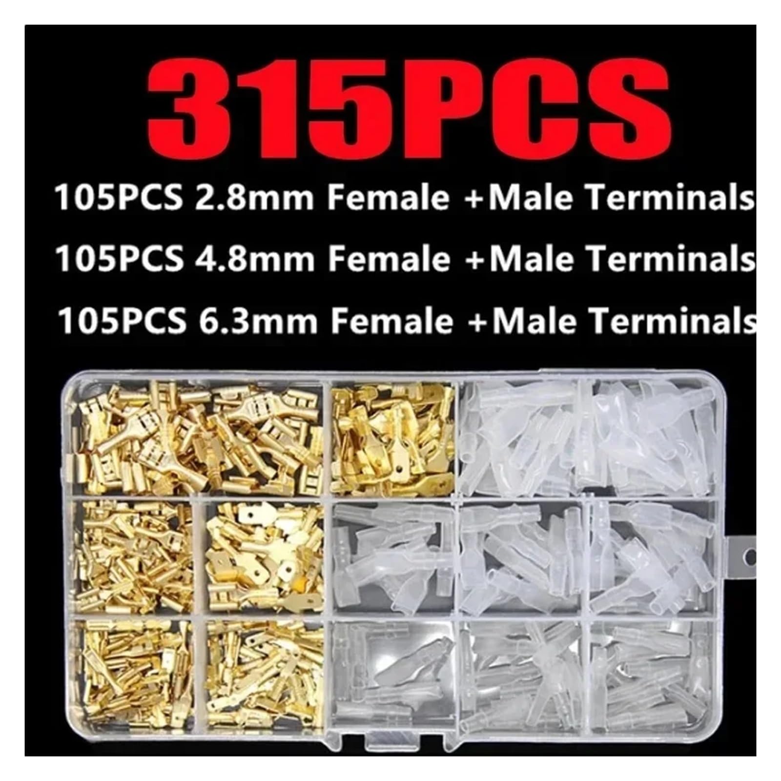 360pcs Insulated Male Female Wire Connector Brass Crimp Terminal Assorted Kit Wire Connector Electrical Terminal Set for Cable(210pcs)