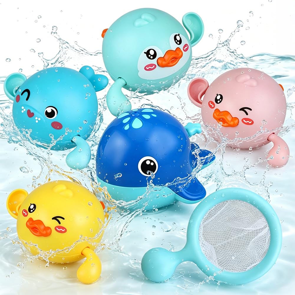 6 PCS Baby Bath Toys, Childrens Wind Up Bath Toys, Baby BathTub Toy, Paddling Pool Toy for Toddler, Bathroom Float-Toy for Kids, for 1-5 Years Old Toddler, for Bathroom Swimming Pool Paddling Pools-H