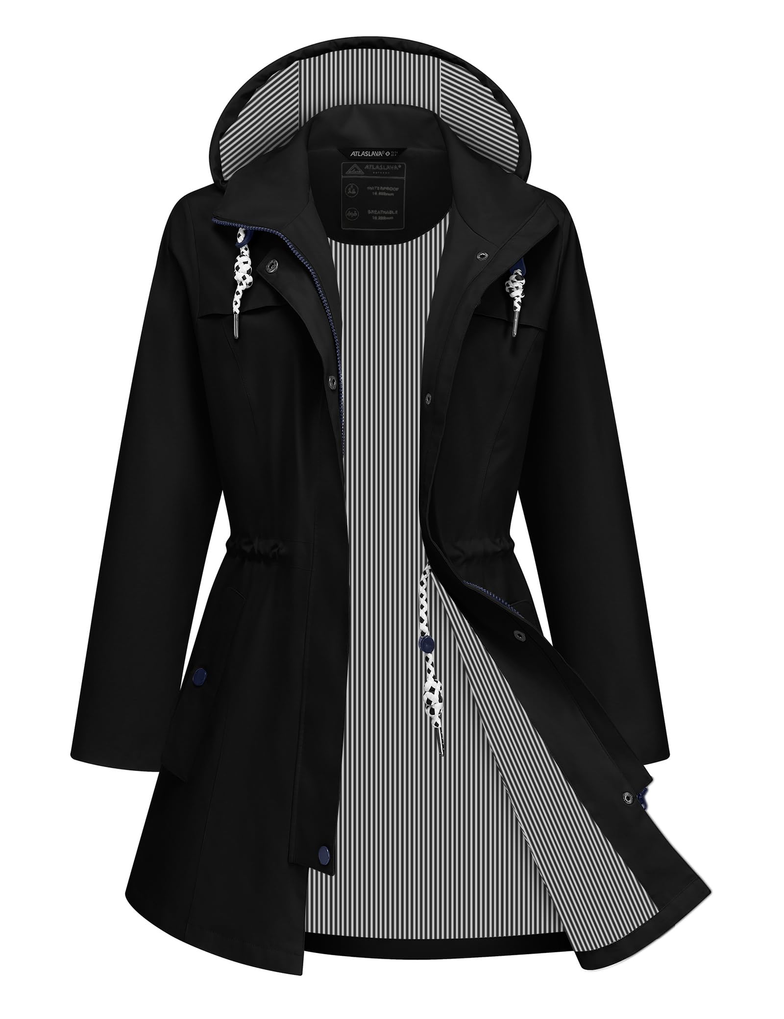 Rain Jacket Women Waterproof Long Lightweight Raincoat Hooded Windbreaker Outdoor Trench Coat S-3XL