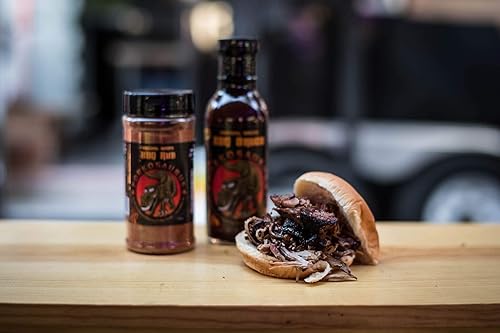 Miniatura 5 de Porkosaurus World Championship Pork Pitmaster Paquete de 2 salsa BBQ (22oz) y BBQ Rub (10oz)