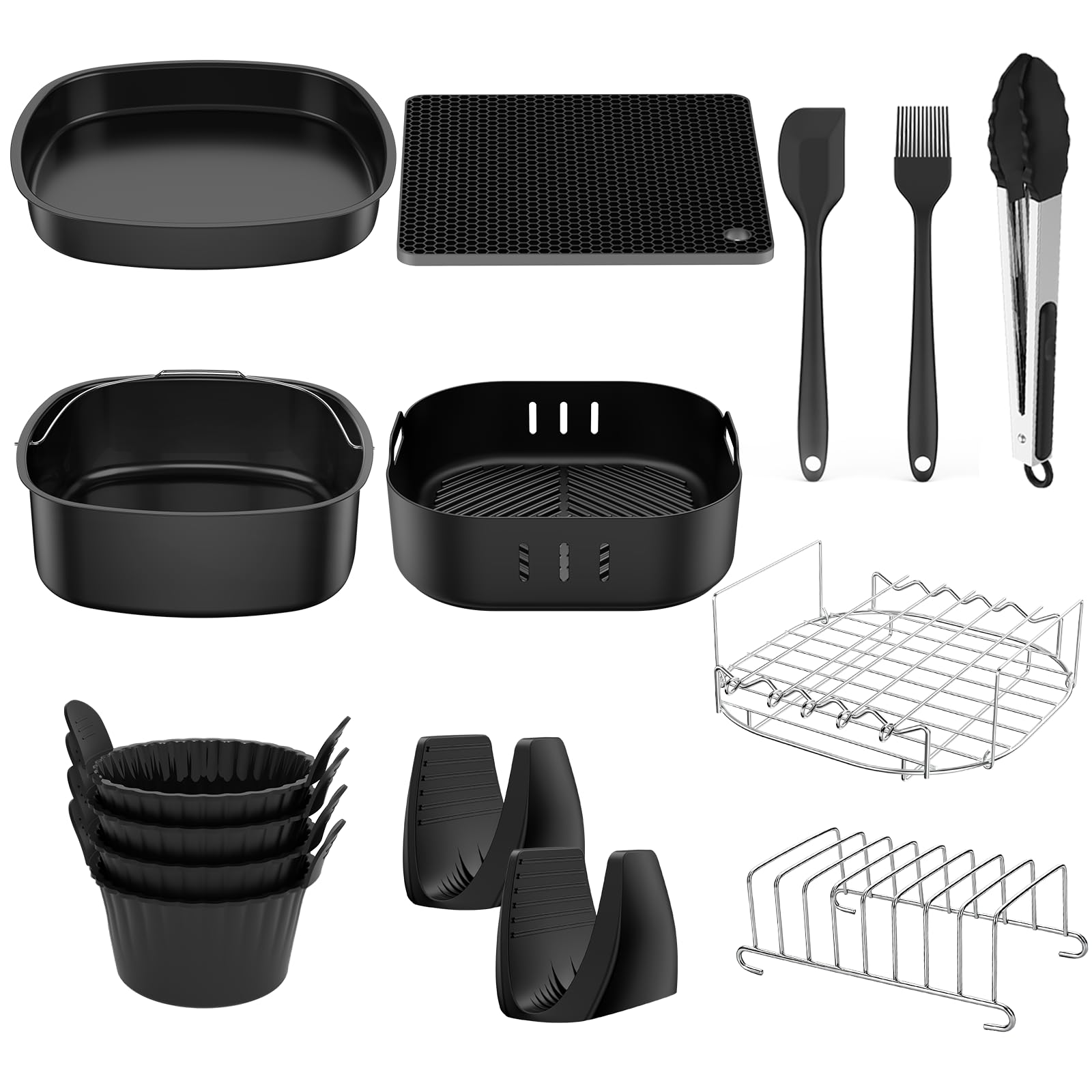 Accesorios Freidora de Aire para Airfryer COSORI 5,5L 6L 6,2L 6,4L, Air Fryer Accesorios para Freidora sin Aceite Cecotec 5,5L 6L 6,5L, Philips 6,2L, Ninja 6,2L, Molde Silicona Air Fryer