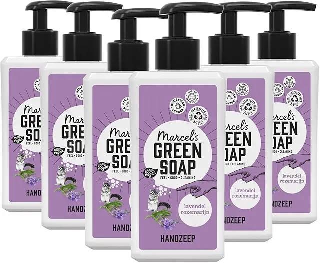 Marcel's Green Soap Lavender & Rosemary Hand Soap - Eco-Friendly Liquid Soap Dispenser - Pack of 6
