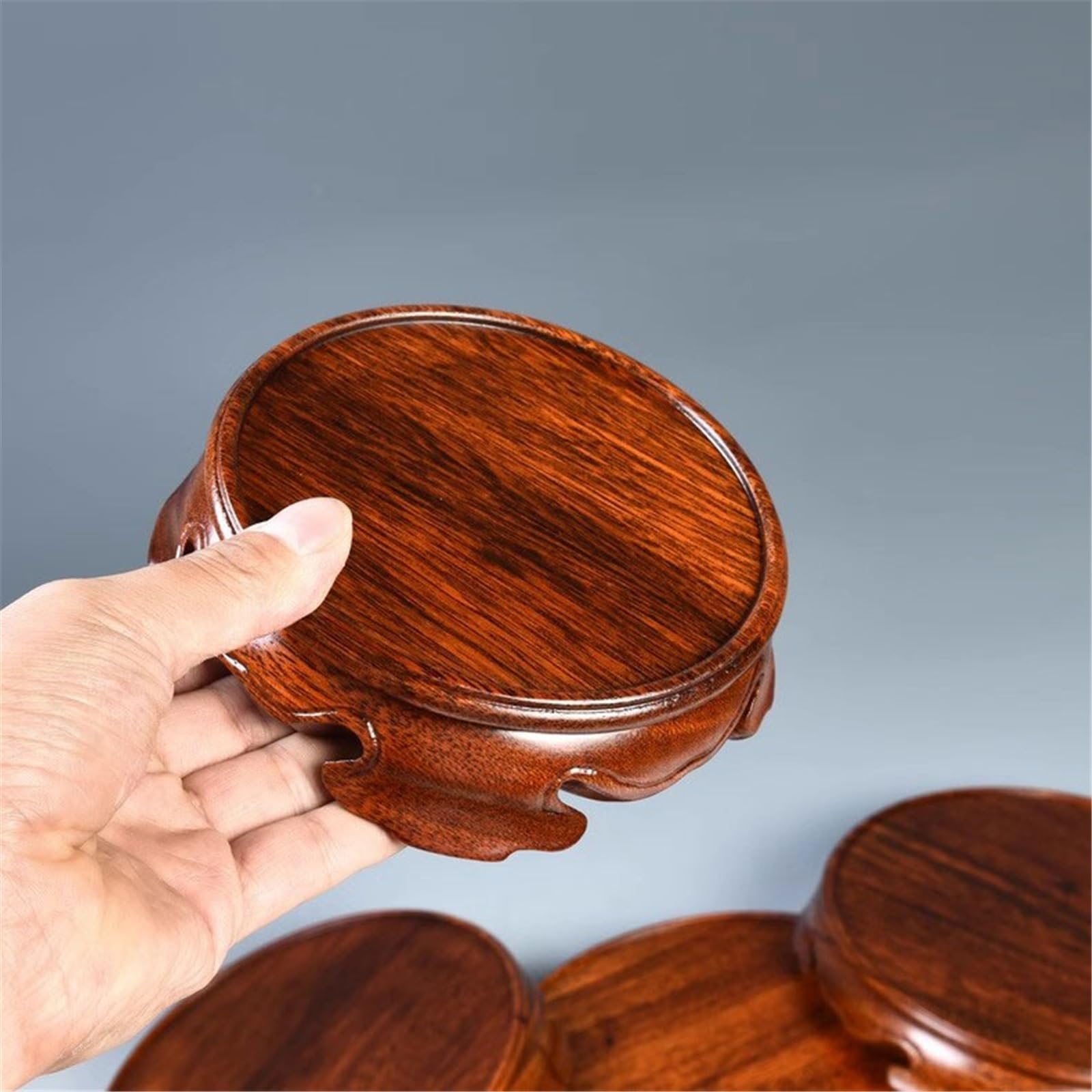 Vase Sockelständer Minimalistischer Holzschnitzsockel, runder Bastelsockel for Bonsai-Teekannen, Vase Home Dekoration(Klein)