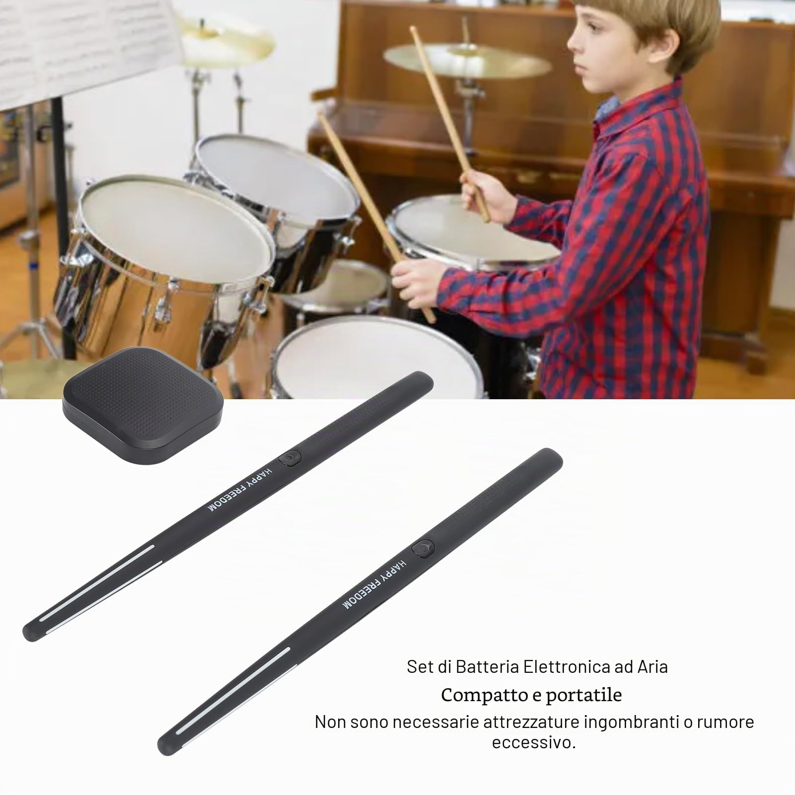 Set di Batteria Ad Aria Elettrica, Bacchette per Batteria Ad Aria Wireless Portatili Leggere in ABS per realtà Virtuale per Bambini Principianti Adulti