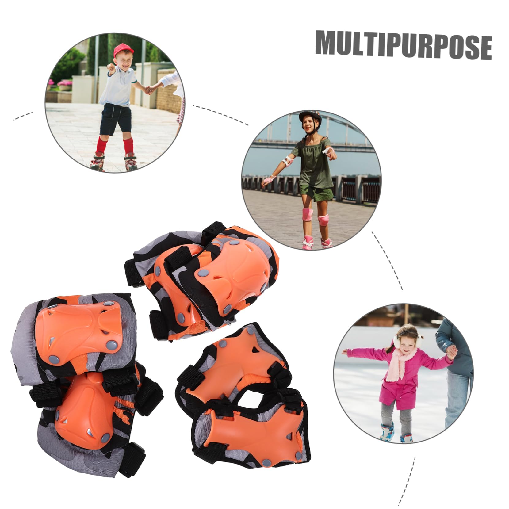 VANZACK Knee Elbow Palm Pad Set Child's Sports Protective Gear Breathable Material Adjustable Size for Outdoor Play