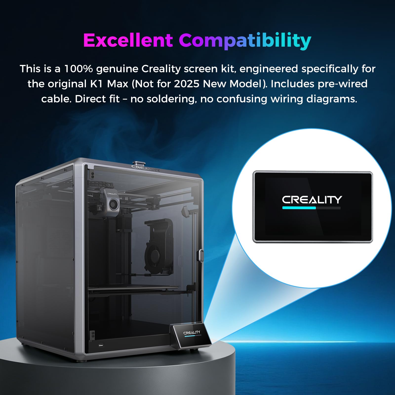 Creality Kit touch screen originale K1 Max, display LCD da 4,3 pollici HD 480 x 400, pannello touch capacitivo reattivo per stampante 3D Creality K1 Max (non per K1 Max 2025)