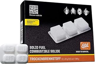 Esbit 1300-Degree Smokeless Solid 14g Fuel Tablets for Backpacking, Camping, and Emergency Prep, 12 Pieces