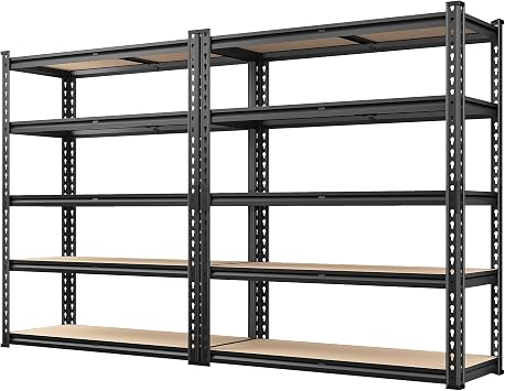 REIBII 2 Pack Garage Shelving Space-Saving Metal Shelving for Garage