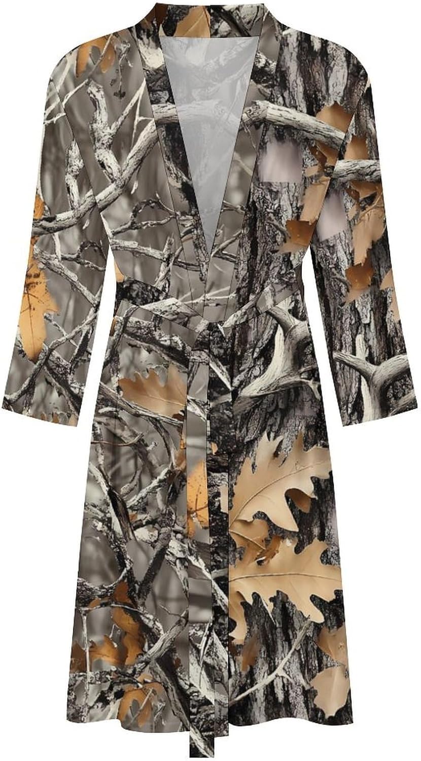 Hunt Hunting Camouflage Pattern Casual Robes Bathrobe V-neck Loungewear Sleepwear Spa Pool