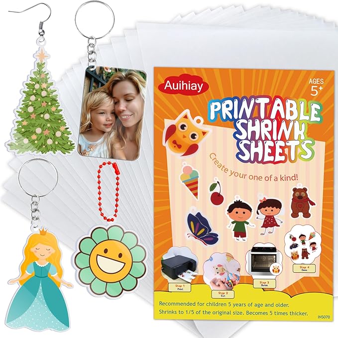 Auihiay 24 Sheets Printable Shrink Dink Sheets, Semi