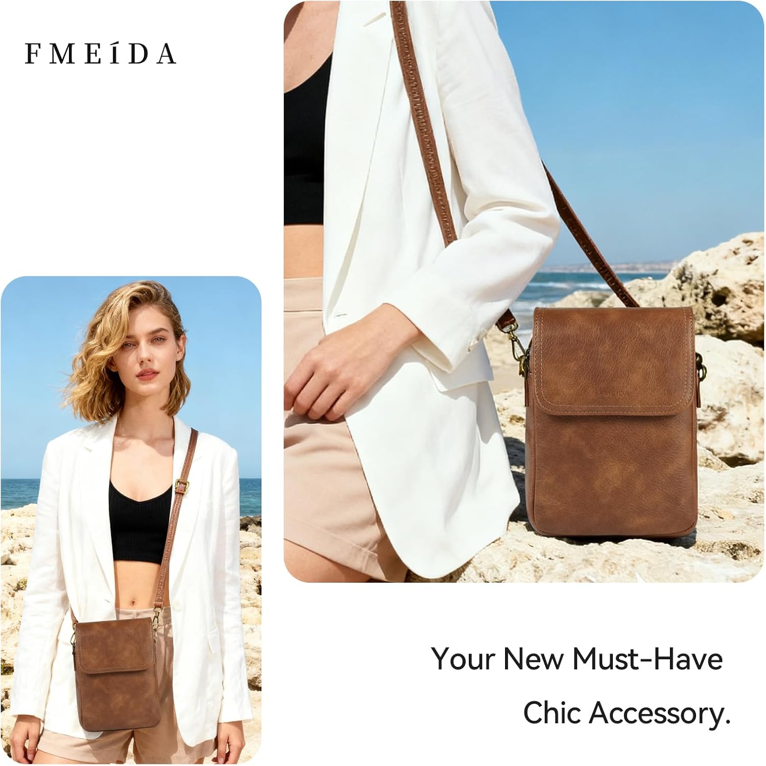 Fmeida Crossbody Bags for Women PU Leather Crossbody Purse RFID Blocking Phone Bag Small Purse - Image 2