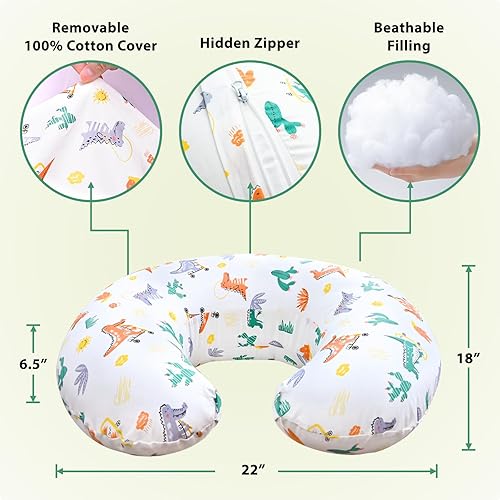 Miniatura 3 de Almohada de lactancia, almohadas de lactancia materna para mujer, funda de algodón extraíble con relleno firme transpirable, almohada de