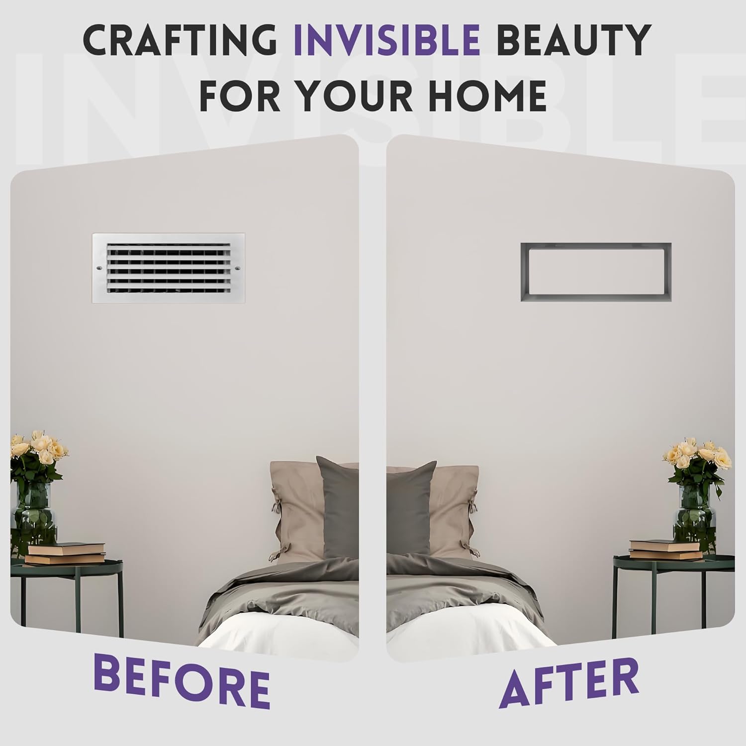 4x10 Wall Vent, Metal Ceiling Vents Covers Paintable HVAC Vent Cover Decorative Air Vents Modern Register Grille Flush Wall Vent for Walls Ceiling