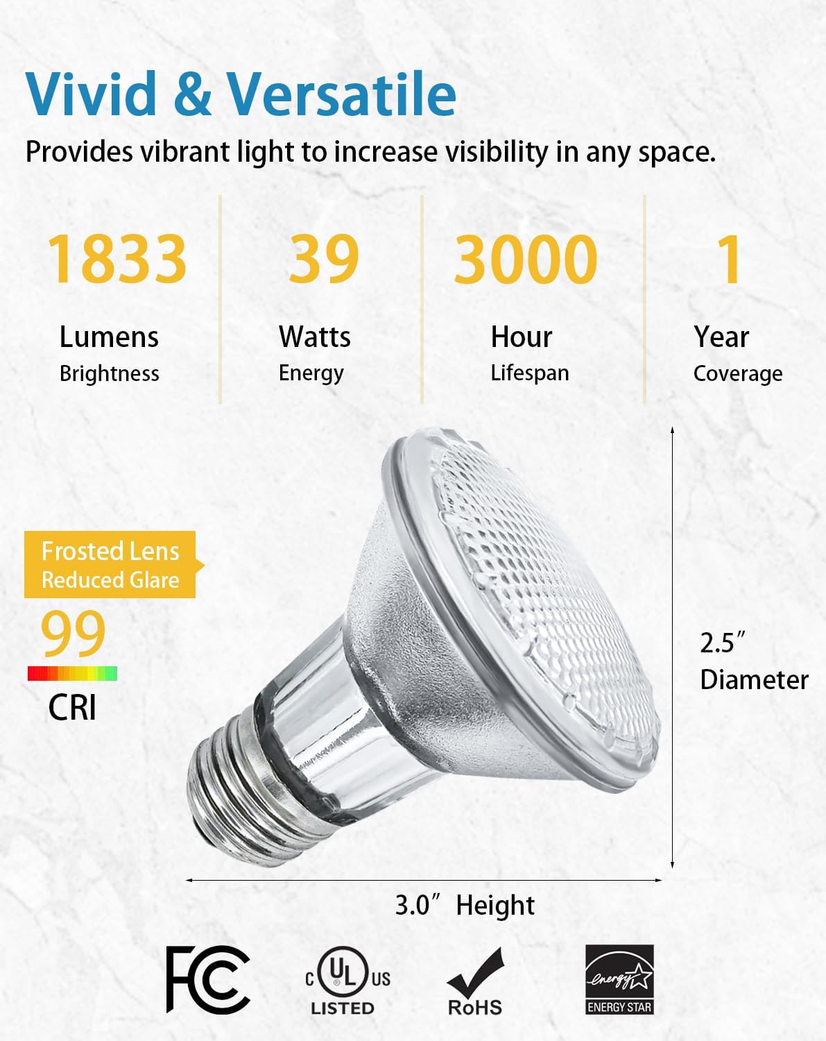 Bombillas Par20 de inundación de 39 W y 120 V, 6 bombillas halógenas Par20, base mediana E26, iluminación cálida de 2700 K para bombillas de campana extractora, pista, horno, lámpara de techo