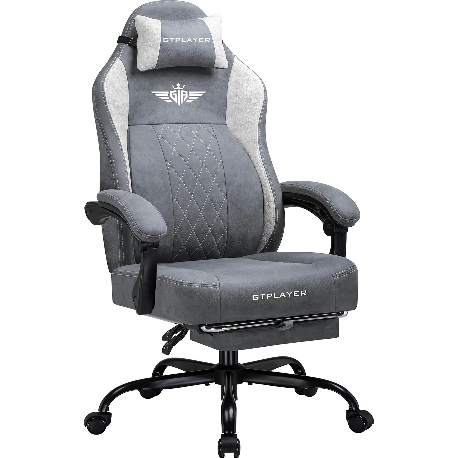 GTRACING Big and Tall Gaming Chair Breathable Fabric Computer Chair with Strong Lumbar Support, Comfortable Office Chairs with Pocket Spring Cushion, High Back Ergonomic Desk Chairs with Footrest