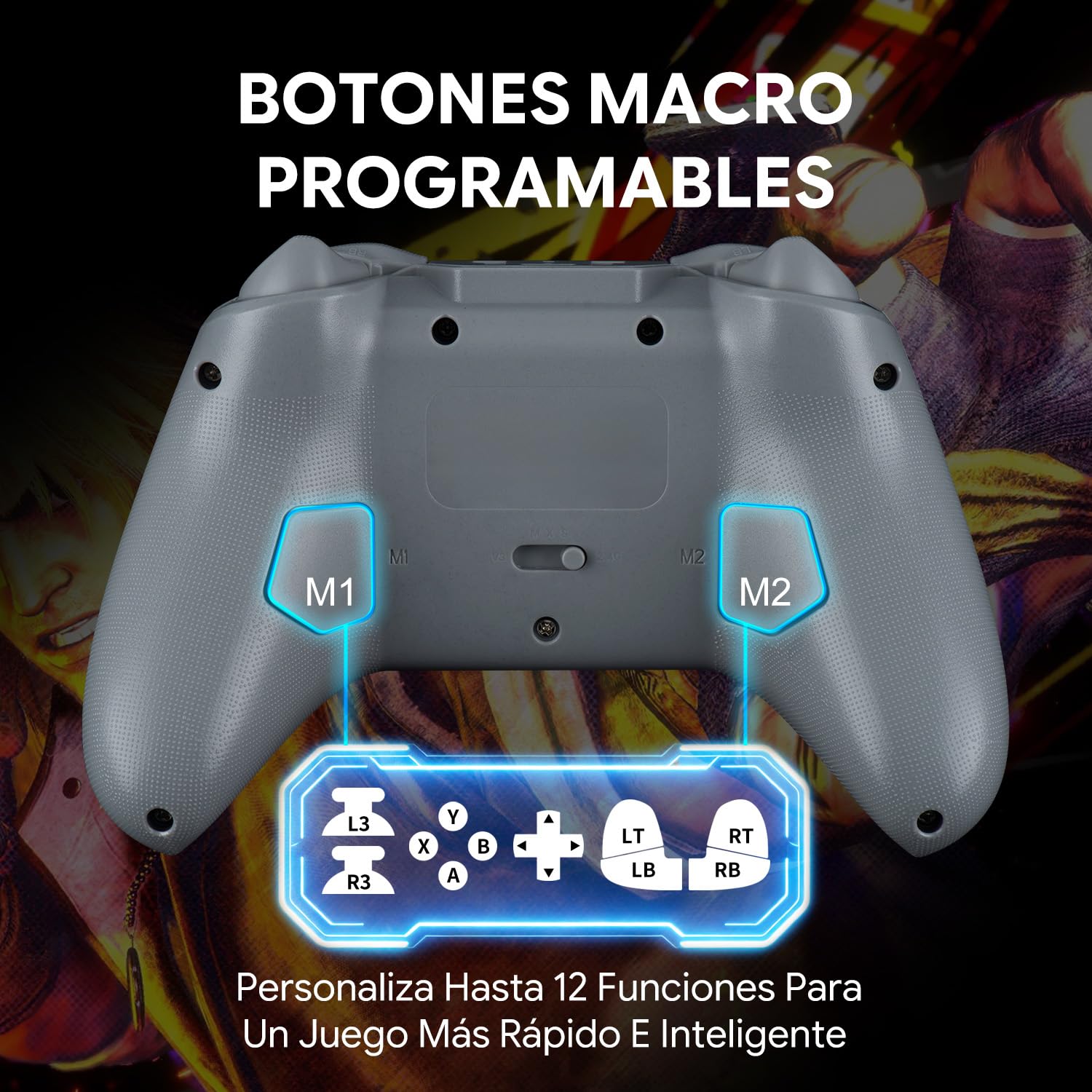 NITHO KARMA Mando Inalámbrico Compatible con Switch, Switch 2, PC, Android y iOS, Gamepad con Gatillos de Efecto Hall, Botones Traseros Programables, Giroscopio 6 Ejes, Vibración Dual y Turbo – Gris