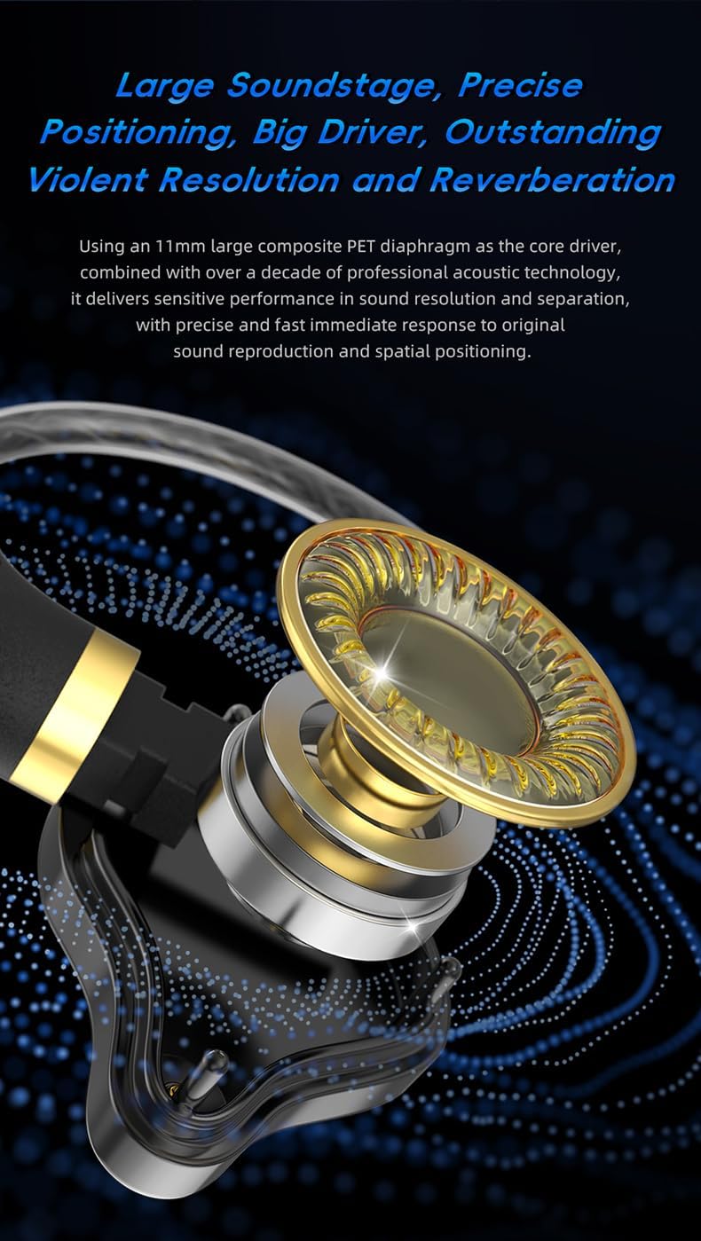 KG01 Professional Gaming Earbuds,Battle Buds,Detachable Microphone, 4D Surround Sound,11mm Dynamic Driver for Mobile Gaming, PlayStation,PC with 3.5mm/Type-c (3.5mm, Black)