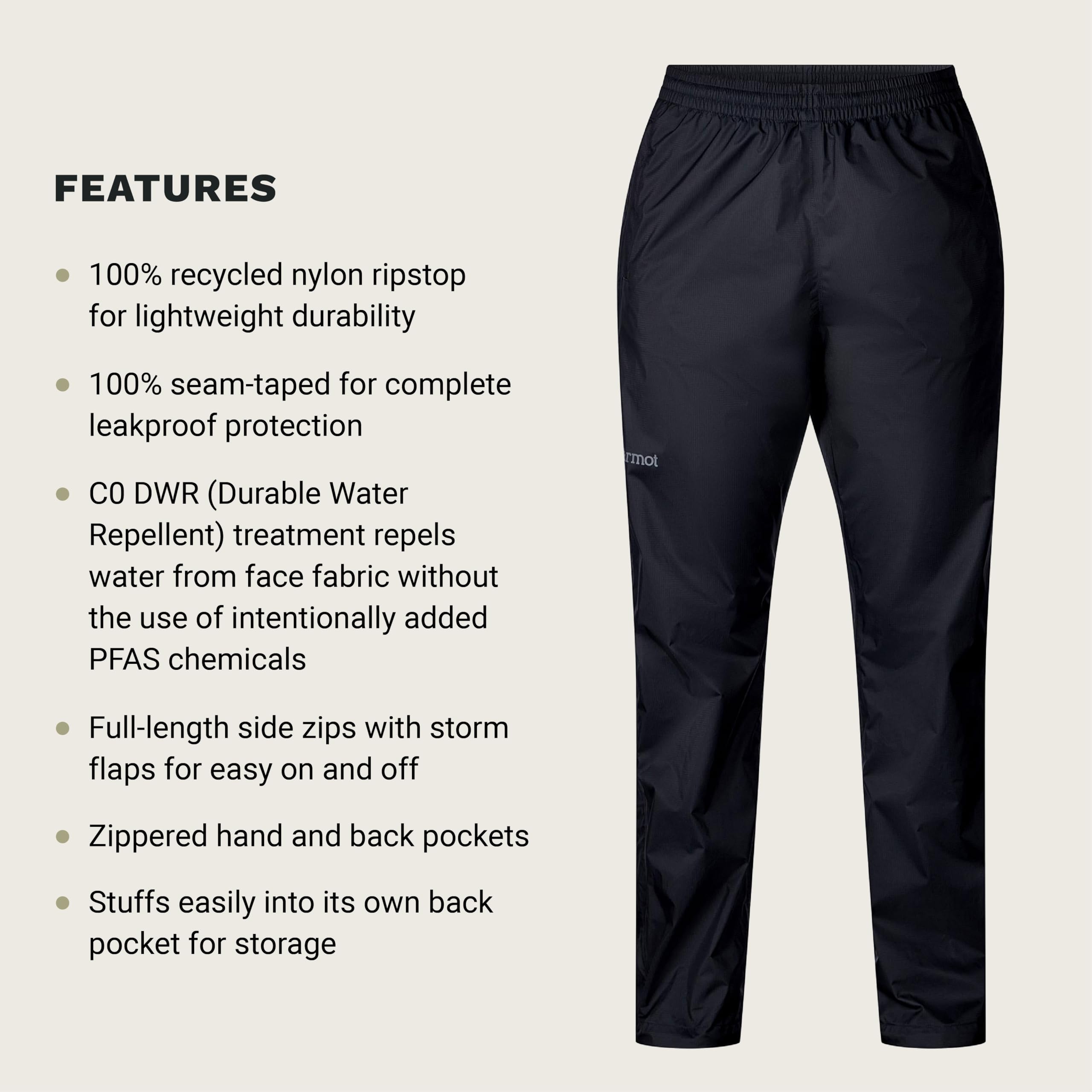 Marmot Damen wasserdichte Hose, atmungsaktive Überziehhose, leichte Regenhose, Winddichte Trekkinghose, ideal für Wandern Wm's Precip Evo Full Zip Pant