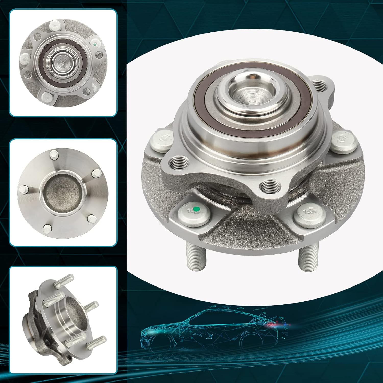 IRONTEK 513268 Front Wheel Bearing and Hub Assembly 5 Lugs w/ABS Fit 2003-2007 for Infiniti G35 RWD, 2003-2009 for Nissan 350Z 1 PCS