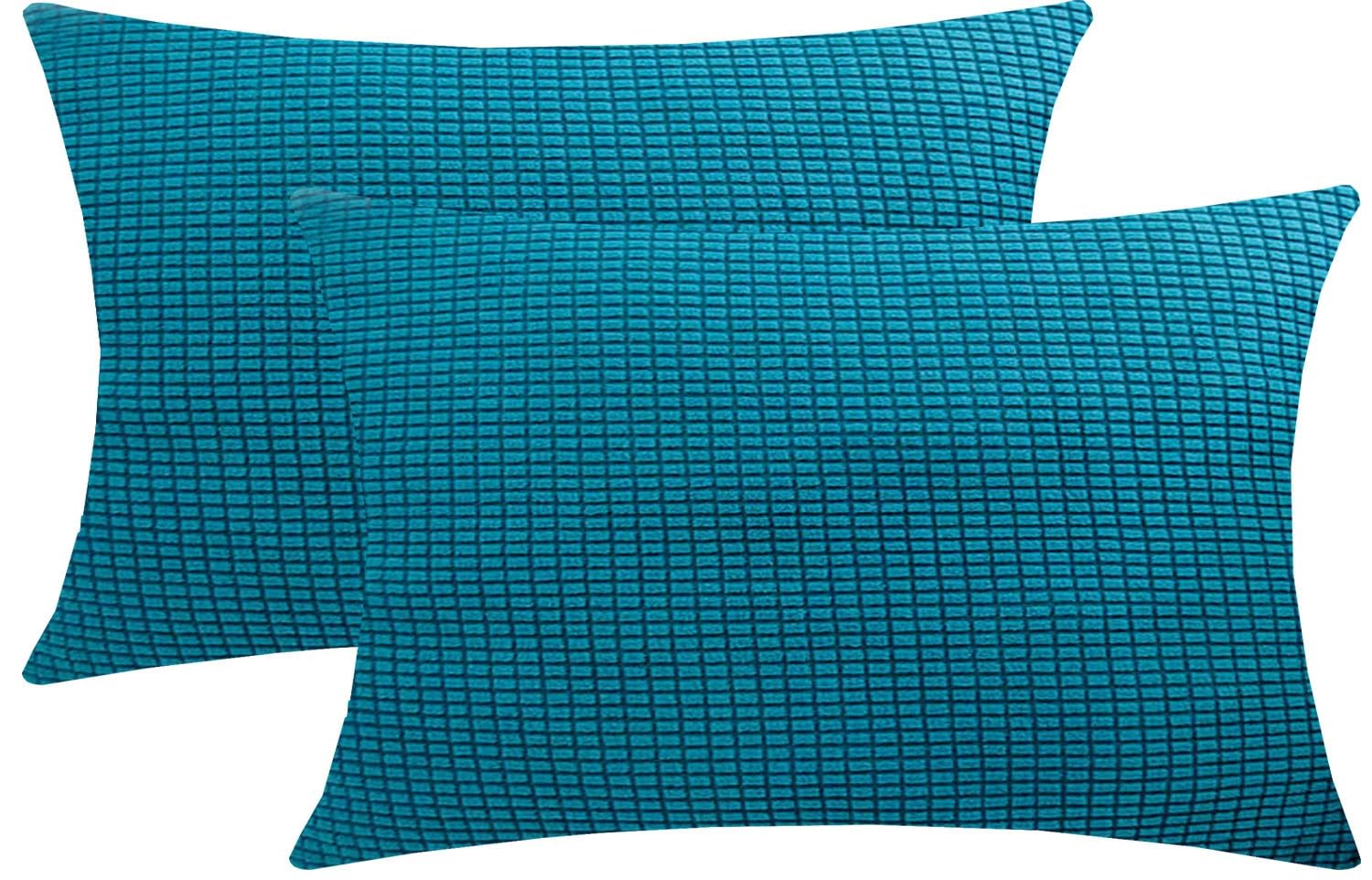 Cushion Covers Pack of 2 Large Decorative Square Throw Pillow Case Green/Brown/Grey/Blue for Sofa Living Room Couch,Rectangle Pillowcase Covers with Invisible Zipper(Bluestone blue,40x70cm(Set of 2 ))