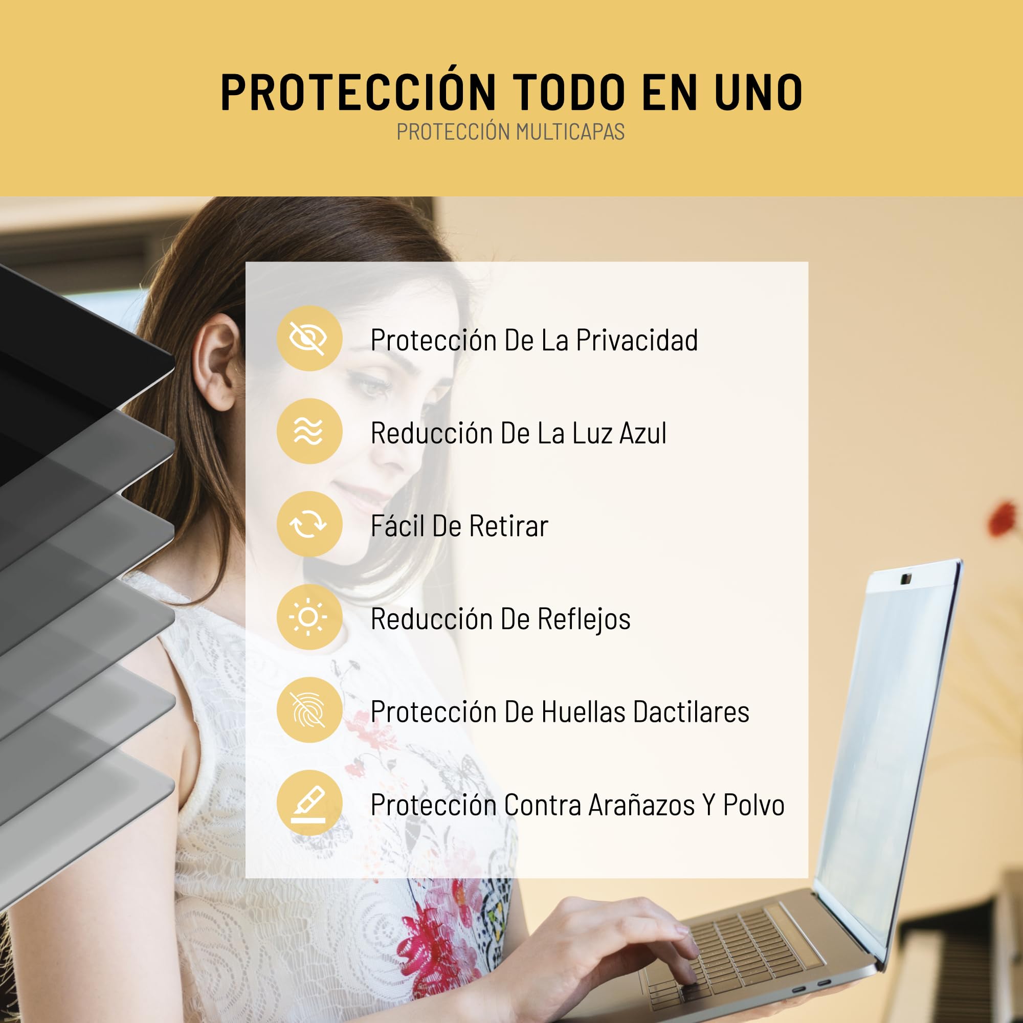 VistaProtect - Filtro de Privacidad Premium y Filtro Anti-Luz Azul. Protector de Pantalla Magnético. Compatible con Apple MacBook Air 15 M1/M3/M4/M5 (15.3" - 2022+)
