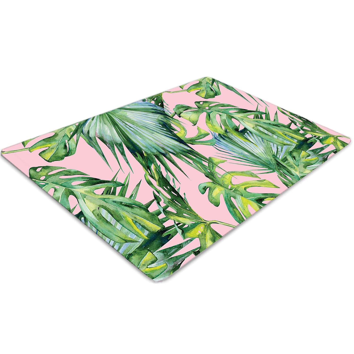 Protège-sol rectangulaire 140x100 cm facile à nettoyer en PVC à motif botanique pour maison