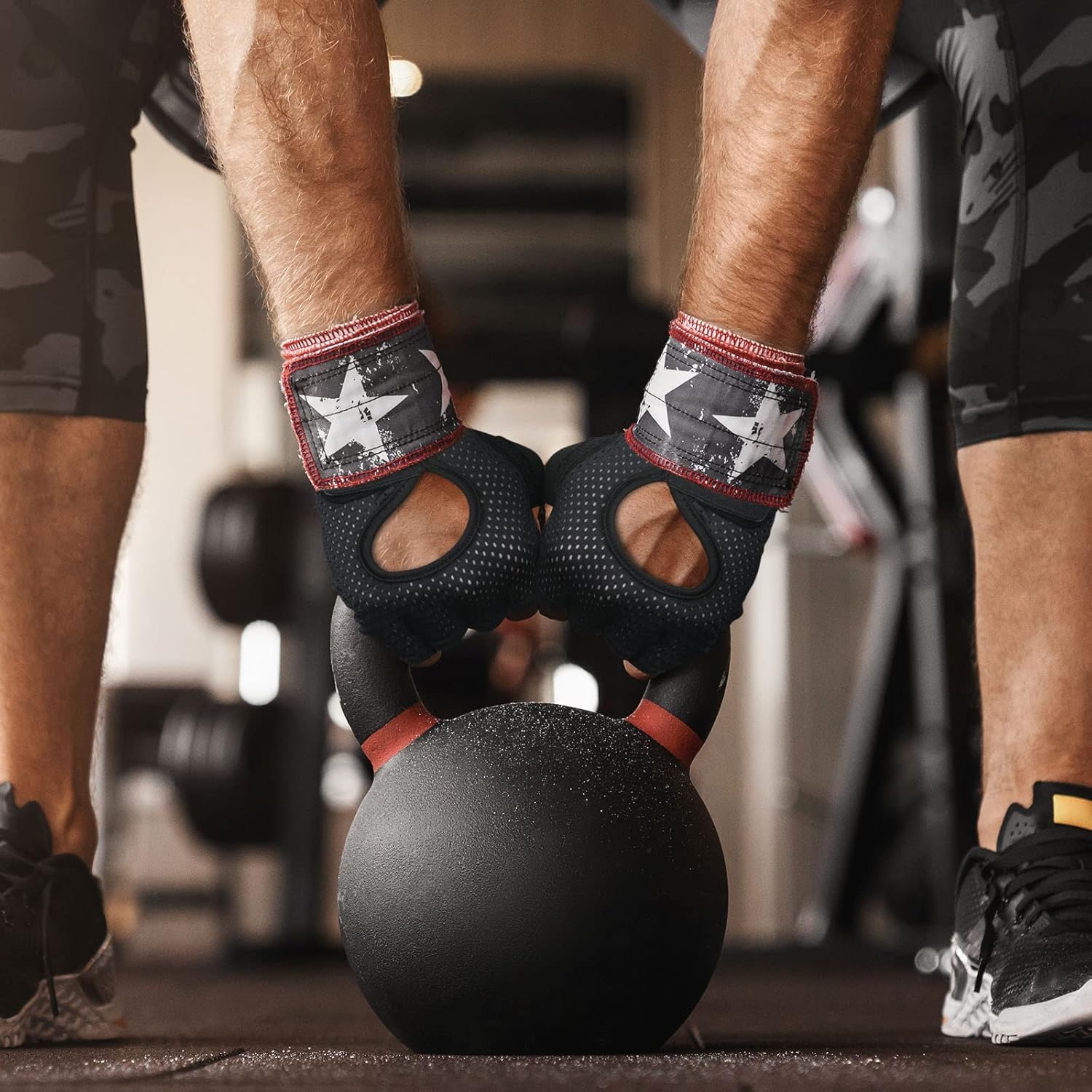flintronic Oddychające rękawice fitness, rękawice treningowe dla kobiet i mężczyzn, antypoślizgowe silikonowe rękawice gimnastyczne do podnoszenia ciężarów do treningu siłowego, treningu siłowego