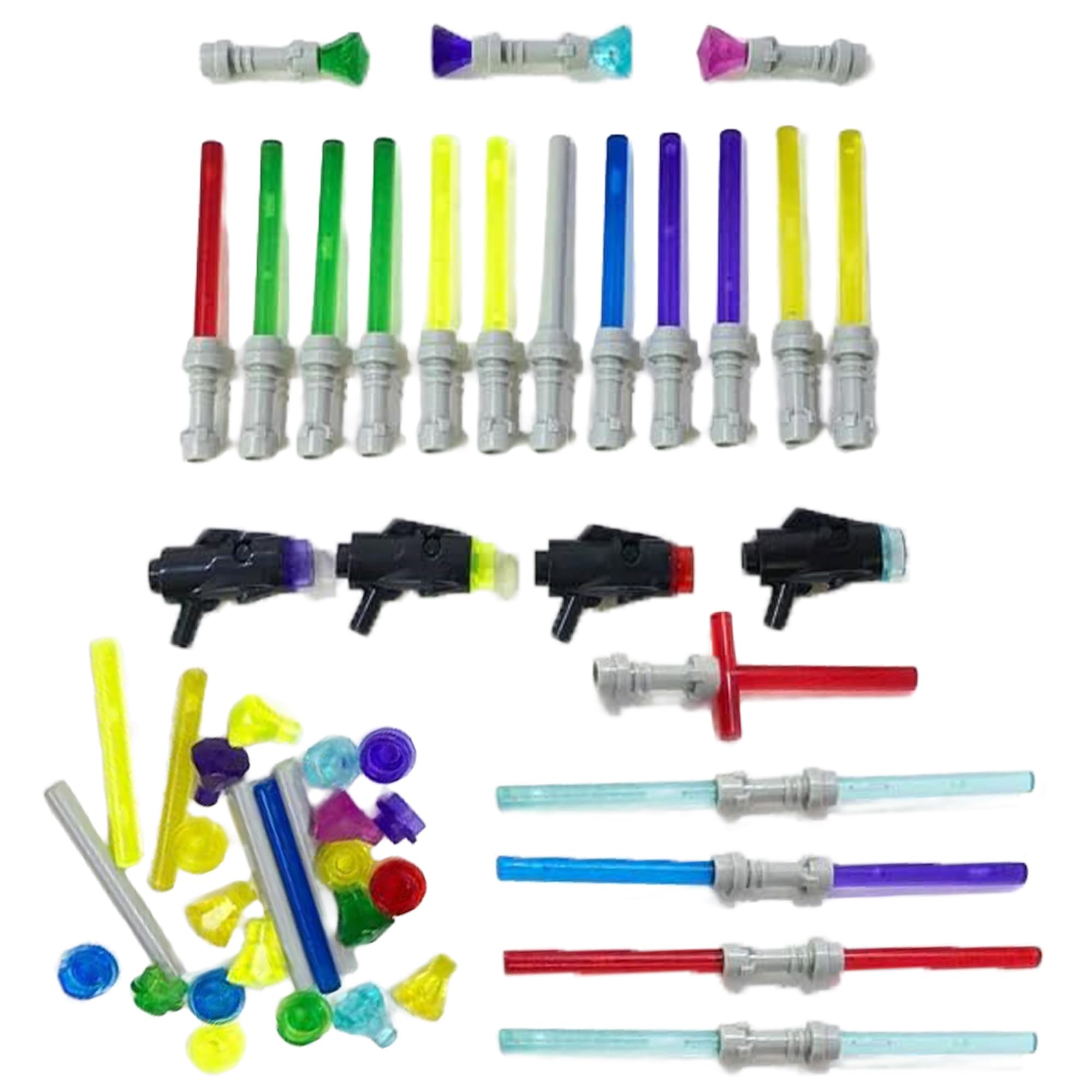 Light Saber & Blaster Weapons Pack, 75+ Mini Accessories for Lego Minifigures, Star Wars Building Set, Compatible with Major Brands, Includes Swords, Sabers, Guns for Kids & Adults Ages 6+