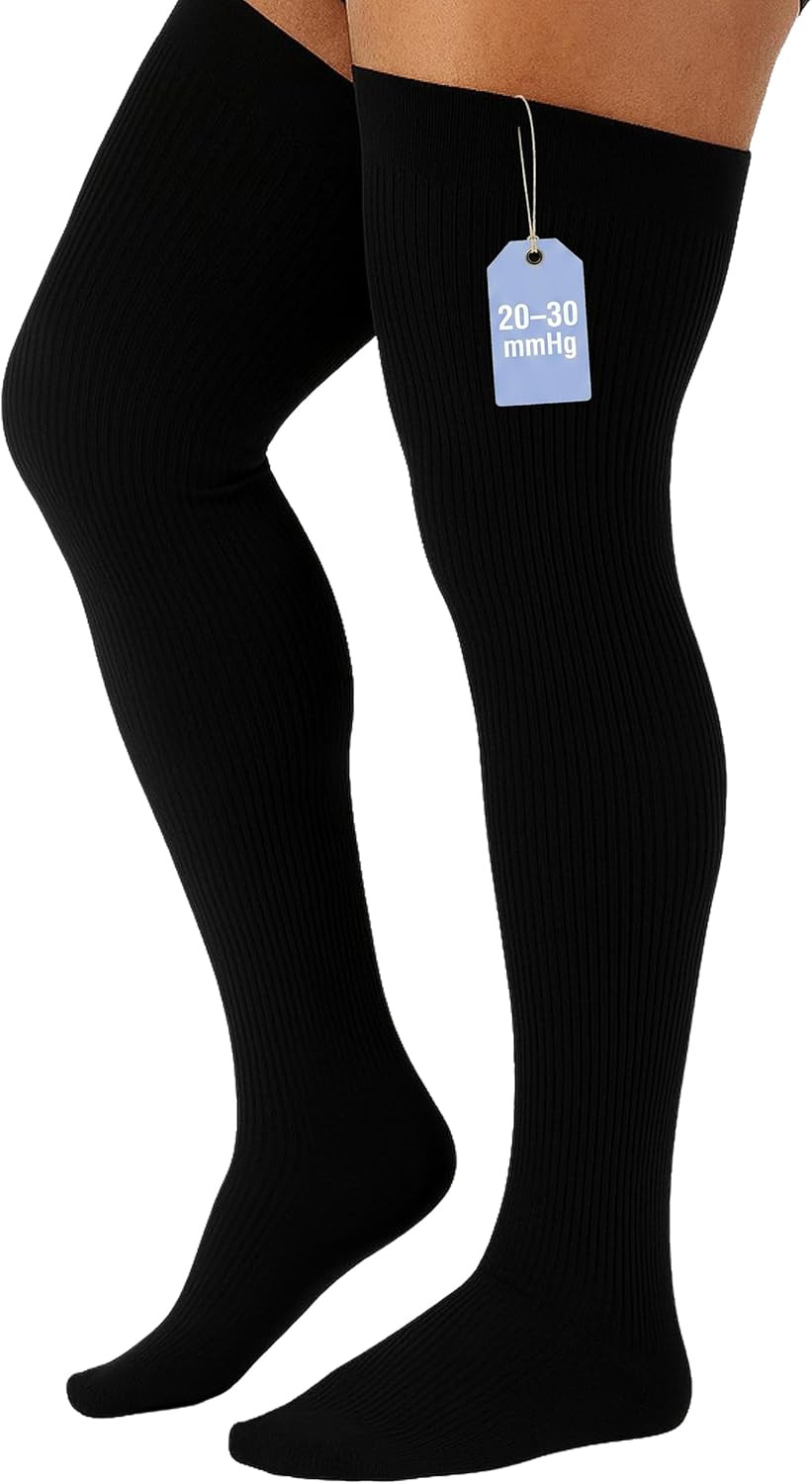 Men’s 20–30 mmHg Graduated Compression Thigh High – Medical Support Stockings for Circulation, Swelling and Varicose Veins – Firm Compression, MM2010