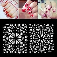 Vista 5 de Calcomanías de arte de uñas de flores, calcomanías autoadhesivas 3D blancas con diamantes de imitación para uñas, decoraciones, puntas de manicura