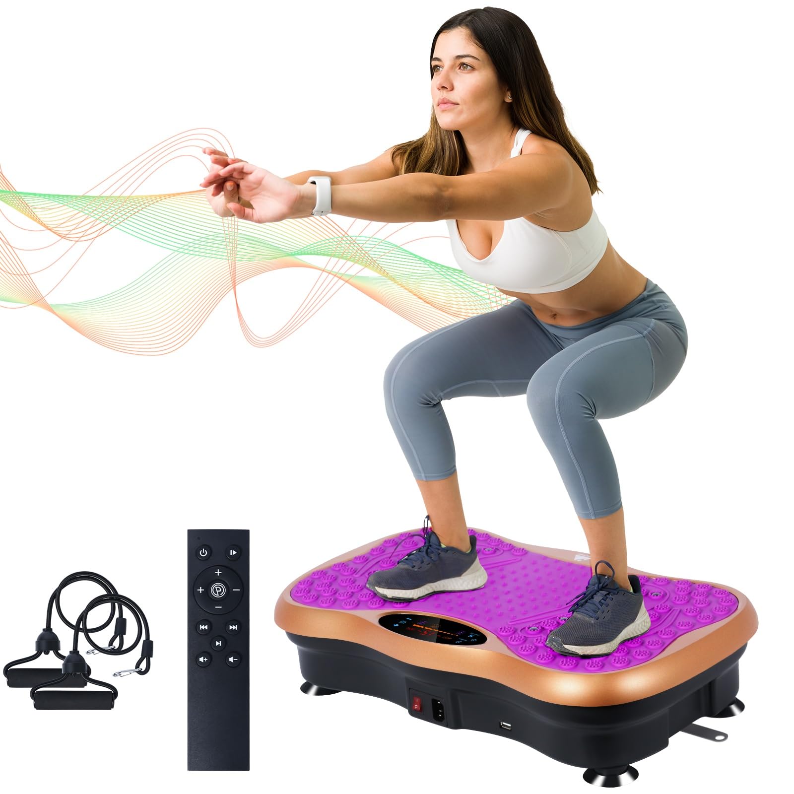 Vibration Plate Exercise Machine Full Body Vibration Platform for Lymphatic Drainage 99 Speed Levels 5 Workout Modes Resistance