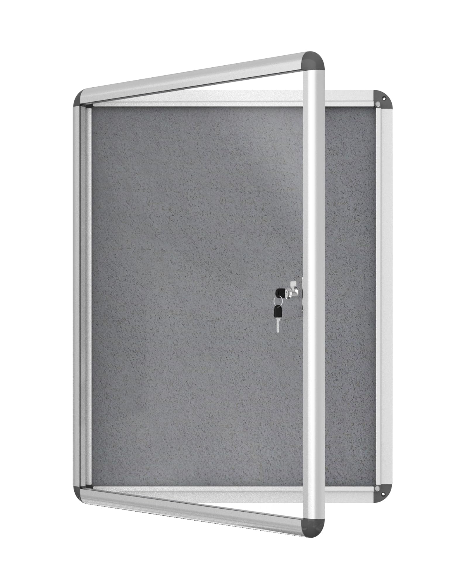 Photo 1 of 26” x 20” Enclosed Cork Bulletin Board, Secure Wall-Mounted Noticeboard w/Lock, Silver Aluminum Frame, Clear Acrylic Swing Doors, Ideal Display Solution for School, Office, Commercial Space,Grey(4xA4) Grey 26” x 20”( 4xA4 )